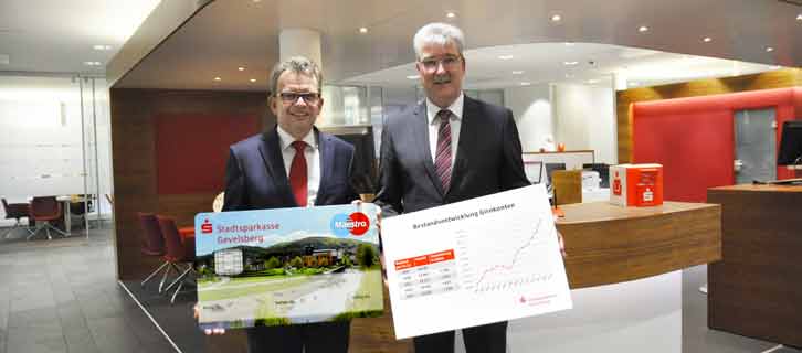 v.l.: Thomas Biermann und Michael Hedtkamp vom Vorstand der Gevelsberger Sparkasse stellen stolz das Bilanz-Ergebnis 2015 vor  Foto: (c) Linde Arndt