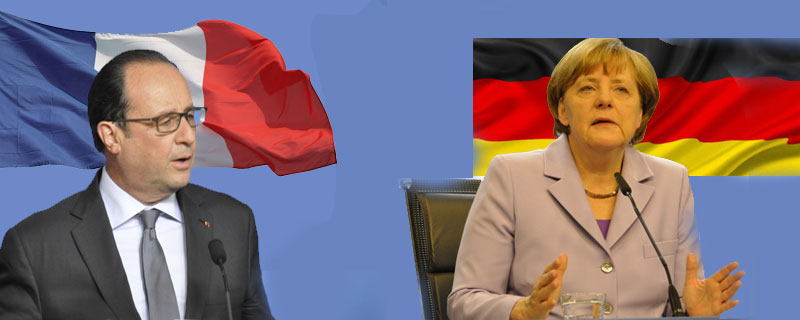 François Hollande und Angela Merkel Foto und Collage: Linde Arndt